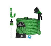 VOUNOT® Tuyau d'Arrosage Extensible 15m Adaptable 1/2" et 3/4" 10 Modes de Pulvérisation Flexible et Anti-Fuite Raccord et Sac de Rangement Fournis Vert