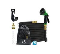 VOUNOT® Tuyau d'Arrosage Extensible 15m Renforcé Adaptable 1/2" et 3/4" 10 Modes de Pulvérisation Flexible et Anti-Fuite Raccord et Sac de Rangement Fournis Noir