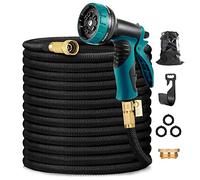 Tuyau d'arrosage extensible, 30 m, étanche avec buse de pulvérisation à 10 fonctions, tuyau d'arrosage flexible rétractable avec connecteur en laiton massif de 1,27 cm et sac de rangement (30 mètres)