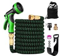 Tuyau d'Arrosage Extensible 30m/100Ft CZSYZCZS avec 10 Modèles de Pulvérisation, Convient aux Robinets de 1/2" et 3/4" Raccords, en Laiton, 1 unité