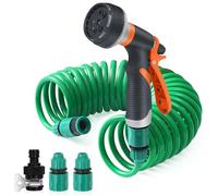 Tuyau d'Arrosage Extensible 7.5m, Tuyau d'Arrosage Spirale avec 8 Modes Pistolet d'arrosage, Pistolet Arrosoir pour le Lavage des Voitures, les Jardins, les Plantes, les Animaux domestiques (7,5 M)