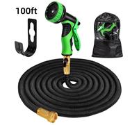Tuyau D'arrosage Extensible de 100 ft Tuyau Flexible Ultra-résistant, Buse à 9 Fonctions, Léger et Étanche pour l'arrosage et Lavage