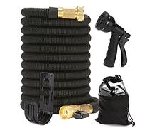 Tuyau d'arrosage extensible de 100 m avec 8 buses de fonction, connecteurs durables, portable et anti-nœuds, parfait pour l'arrosage de la pelouse et de l'extérieur, noir