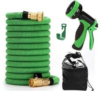 Tuyau d'arrosage extensible de 23,5 à 90,1 m - Léger et durable avec raccords en laiton massif pour une meilleure performance d'arrosage et de lavage