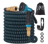 Tuyau d'arrosage extensible de 30 m avec buse à 10 fonctions, noyau en latex à 4 couches, raccords en laiton massif pour jardin, lavage de voiture et utilisation domestique (rangement facile)