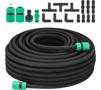 Tuyau d'Arrosage Extensible de Jardin 50M - TLGREEN - Caoutchouc - Noir - 12 mm - 5.3 kg - Accessoires inclus - 1 x 50m