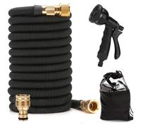 Tuyau d'arrosage extensible et flexible 100FT - Lot de 3 - Noir - 8 modes d'arrosage