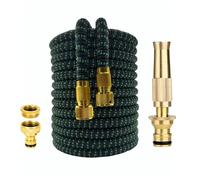 Tuyau d'arrosage extensible et flexible avec buse en laiton haute pression for nettoyeur haute pression, compatible avec les machines à laver et les lave-autos.(1/2''_25FT)