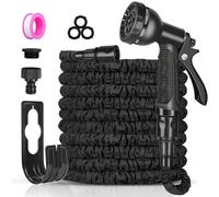 Tuyau d'arrosage extensible et flexible de 15,2 m, extensible, léger, étanche avec pistolet pulvérisateur 10 fonctions, connecteurs 1,9 cm, 1,27 cm