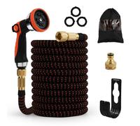 TERRE JARDIN Tuyau d'arrosage Extensible Flexible avec Accessoires et Fixations - 30 mètres - Noir