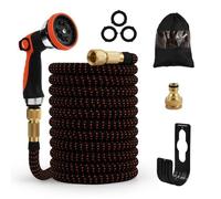 TERRE JARDIN Tuyau d'arrosage Extensible Flexible avec Accessoires et Fixations - 30 mètres - Noir