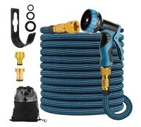 Tuyau d'arrosage extensible, tuyau d'arrosage flexible avec buse de type 10, raccords en laiton massif, anti-fuite, extensible, léger, pas de torsion, arrosage du jardin, lavage de voiture, bain