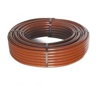 Tuyau d'arrosage flexible 100 m, goutteurs tous les 33 cm, marron, pression max 4 atm, PE basse densité, épaisseur 16 mm