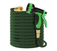 Tuyau d'arrosage flexible de 22,5 m avec 9 buses fonctionnelles, tuyau léger et flexible avec raccords en laiton massif de 3/4" et 1/2" et noyau en latex à 3 couches