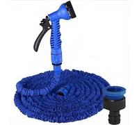 Tuyau d'arrosage flexible jusqu'à 7,5m avec douchette 7 positions & adaptateur extensible, sans coude Bleu