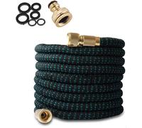 Tuyau D'Arrosage Flexible Rétractable, Connecteur En Laiton Plein,Raccord Rapide Pour Tuyau De Tuyau De 1/2 Po Et 3/4 Po,Triple Expansion Jusqu`A 7,6M/25Ft