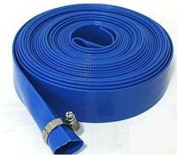 Tuyau d'arrosage plat bleu - 25 mm - 10 mètres de long - Avec collier de serrage en acier inoxydable