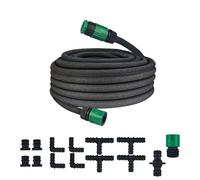 Tuyau d'arrosage poreux pour jardin - 3 en 1 irrigation goutte à goutte/trempage/arrosage, système d'irrigation efficace pour pelouses, parterres de fleurs, plantes de terrasse (30 m)