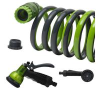 Tuyau d'arrosage spiralé WERKA PRO 15m Pistolet 7 jets Kit Complet Jardin