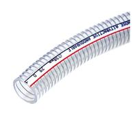 Tuyau d'aspiration en PVC vinyle, Tuyau flexible en PVC, fil d'acier hélicoïdal, diamètre intérieur 38 mm, transparent, longueur 1 m, avec 2 colliers de serrage, interface de pompe(Wall Thickness 5mm)