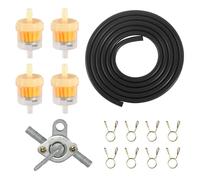 Tuyau de Carburant Kit, Filtre à Carburant pour Gaz de Moto y Compris Tuyau de 2m 4 Filtres 8 Colliers de Serrage et Soupape, Filtre à Carburant D'essence en Ligne Kit de Filtre à Carburant