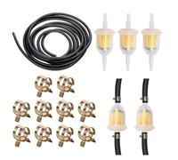 Tuyau de Carburant Kit,Tuyau D'essence Kit, 5mm Durite Essence, Conduite de Carburant 2 Mètre,avec 3 Filtres à Carburant+10 Colliers Serrage, pour Tracteur Petits Moteurs,Moto,Voiture,Tondeuse à Gazon