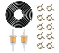 Tuyau de Carburant Kit Universel 6mm 2 mètre Conduite de Carburant avec 6mm/8mm Filtre à Carburant Collier de Serrage pour Moto Voiture Petits Moteurs 13 Pièces
