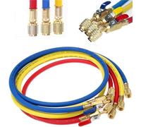 Tuyau De Charge De Réfrigérant R134A R12 R22 Avec Vanne À Bille, Manomètre De Collecteur De Climatisation, Filetage 1/4", Ensemble De Tuyaux 60"