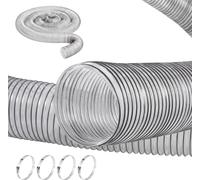 Tuyau de collecte de poussière VEVOR, 4'' x 20', durabilité améliorée du PVC, tuyau flexible transparent avec fil d'acier au carbone, contient 4 pinces en acier inoxydable 304 pour les outils de trava