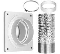 Tuyau de conduit d'air flexible en aluminium de 100 mm avec plaque à bride murale, anneau d'étanchéité pour machine à sécher (1,5 m)