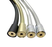 Tuyau de douche 1,2 m 1,5 m 2 m Tuyau d'eau de salle de bain Noir Or Gris PVC Pommeau de douche à main Tuyau anti-torsion Ensemble de remplacement de plomberie(Black 2m)