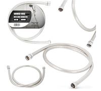 Tuyau de Douche 120cm Acier Inoxydable Sanitaire Baignoire Protection Anti-courbure Chrome Raccord Rond Métallique Résistant à la Torsion Résistant aux Plis