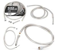 Tuyau de Douche 150 cm Rechange Robinet de Cuisine Connexion Universelle Acier Inoxydable Chrome Métallique Renforcé Flexible Anti-Torsion Anti-Pliure