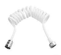 Tuyau de douche avec ressort de rétraction pour salle de bain compatible avec pommeau de douche, bidet et raccords de valve d'angle (blanc, 2 m)