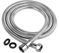 Tuyau de douche en acier inoxydable de 1,5 m - Étanche - Raccord standard universel - Extensible - Anti-torsion - Flexible - Raccord G 1/2 (argenté, 2 m)