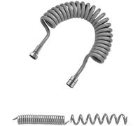 Tuyau de douche extensible de 2 mètres, tuyau flexible à ressort en polyuréthane avec raccords en laiton, s'étire pour une portée profonde et se rétracte pour un rangement compact, fuite pour résister