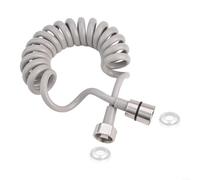 Tuyau de douche rétractable à ressort de 2 m avec bouchon en cuivre compatible avec bidet et raccords de valve d'angle de pulvérisation (gris)