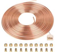 Tuyau De Frein En Cuivre, Longueurs 10m, Ø 3/16"" (4,75mm), Avec 20 Écrous De Fixation, Conduite Générale De Fein En Cuivre, Kit De Conduite Générale De Frein De Rechange Pour Automobile