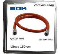 Tuyau de gaz 2 x 1/4" gauche 150 cm 1,5 m pour propane et gaz liquéfié GOK Caravan Camper