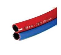 Tuyau de gaz en caoutchouc jumelé diamètre 6,3x12mm pour oxygène / acetylène, longueur 25m, 10 bars - WELDLINE - W000010077