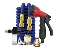 Tuyau de Lavage de Voiture Flexible Extensible, Tuyau d'arrosage Extensible Largement Utilisé(Blue with Foam Pot,50FT-15M)