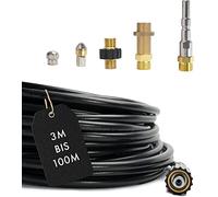 Tuyau de nettoyage 6-SET pour Kärcher Kränzle NILFISK ALTO WAP HD HDS 63900290 Raccordement 1/8" AG : M22 x 1,5 IG & baïonnette M22 x 1,5 AG & KEW : M22 x 1,5 AG Raccord VA & tuyau inox et 2x buses