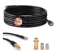 Tuyau de nettoyage de canalisations 10 m, avec adaptateur M22, buses rigides et rotatives, kit de nettoyage de canalisations 240 bar 60 °C, convient pour Kränzle Kärcher K2-K7, nettoyeur haute