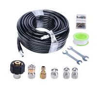 Tuyau de Nettoyage de Canalisations 15 m,Deboucheur Canalisation Professionnel Jusqu à 400 bar avec Buses et Adaptateur pour Karcher K2 K7 pour Canalisations et évacuations