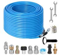 Tuyau de nettoyage de canalisations 30 m - Kit de nettoyage pour Kärcher K2-K7, nettoyeur haute pression Bosch - 5800 PSI - Jet d'eau - Tuyau de débouchage (bleu)