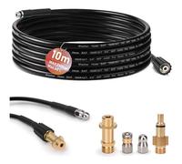 Tuyau de nettoyage de canalisations de 10 m, avec adaptateur M22/Lavor - Buses rigides et rotatives - 240 bar à 60 °C - Convient pour Kränzle Kärcher K2-K7 et Lavor, nettoyeur haute pression