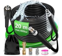 Tuyau de nettoyage de canalisations de 20 m, 400 bar, 60 °C, compatible avec Kärcher K2, K3, K4, K5, K6, K7, kit de nettoyage de canalisations de qualité supérieure pour tuyaux et canalisations
