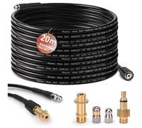 Tuyau de nettoyage de canalisations de 20 m, avec adaptateur M22/Lavor - Buses rigides et rotatives - 240 bar à 60 °C - Convient pour nettoyeur haute pression Kränzle Kärcher K2-K7 et Lavor