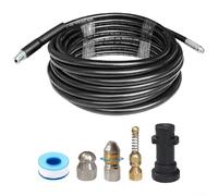 Tuyau de nettoyage de canalisations d'égout haute pression pour Karcher K1-K5 - Déboucheur de tuyau flexible en caoutchouc avec buses - Accessoire d'équipement d'extérieur robuste (15 m)