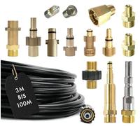 Tuyau de nettoyage de canalisations en 15 pièces pour Kärcher Kränzle NILFISK ALTO WAP HD HDS Parkside Black & Decker Bosch Lavor KEW Kinzo Raccord 1/8" AG M22 x 1,5 IG & baïonnette KEW Quick Connect